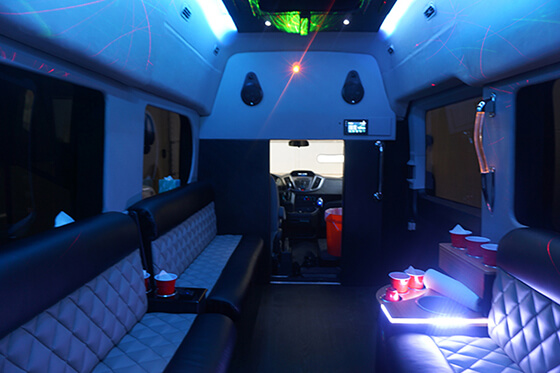 Party van with neon lights