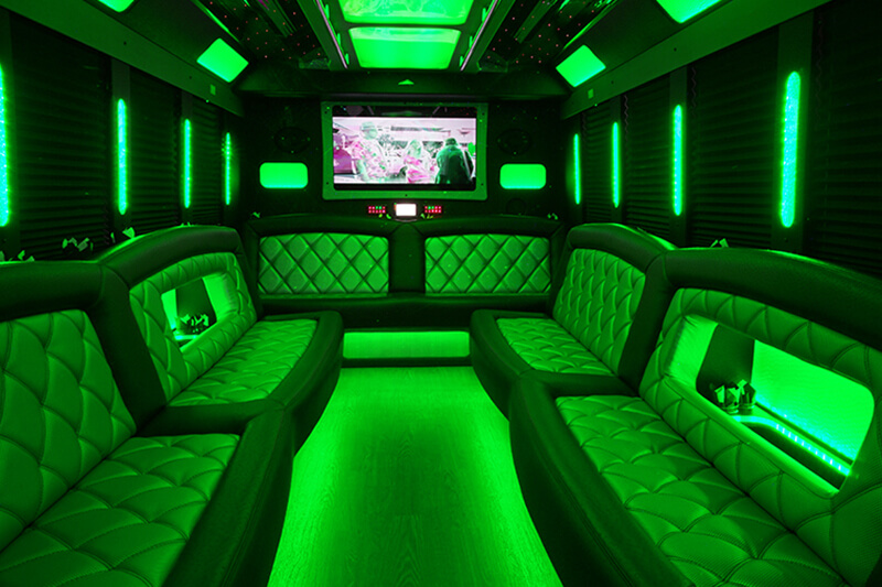 Party bus with comfortable seats